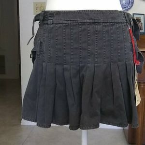 Grey pleated jean skirt